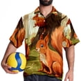 thumbnail image 4 of Squirrel Men's Short Sleeve Spread Collar Tops, Casual Button Down Shirts, Printed Summer Beach Shirts, Unisex, 4 of 6