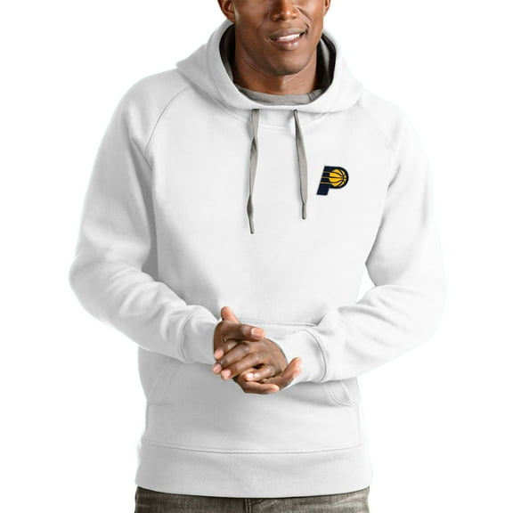 Men's Antigua White Indiana Pacers Victory Pullover Hoodie