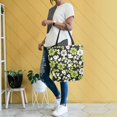 thumbnail image 4 of FORMRS Womens Canvas Tote Bag with Zipper Inner Pocket Shoulder Handbag, Green Flower Pattern, 4 of 7