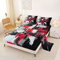 thumbnail image 2 of Homewish Red Abstract Print Queen Sheets,Aesthetic Geometric Queen Sheet Sets,4 Pieces,1 Flat Sheet, 1 Fitted Sheet and 2 Pillowcases, 2 of 6