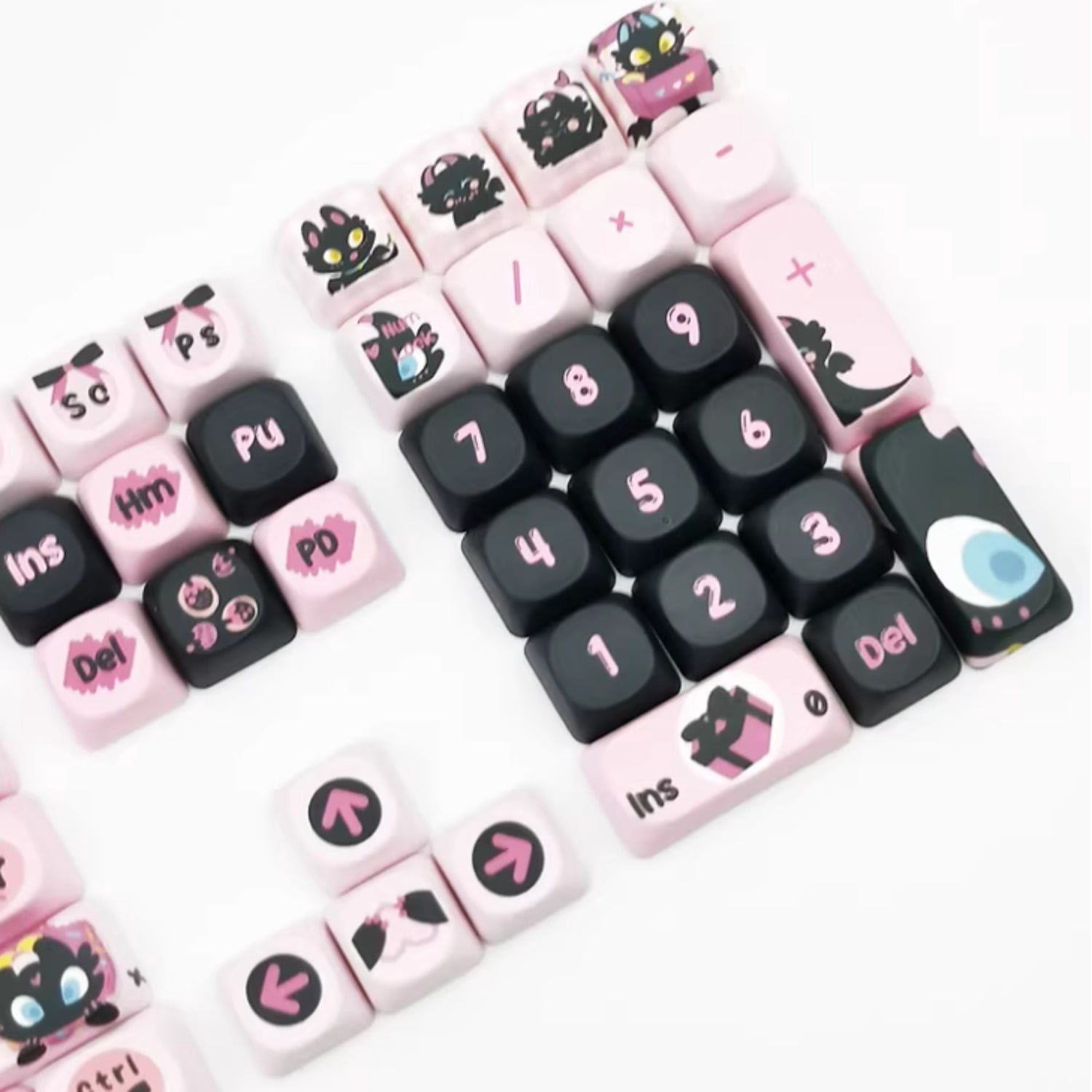 Cartoon Little Black Dragon Keycap Set, PBT Dye-Sublimation Original Design Cherry/MOA Profile Keycaps for Mechanical Keyboard