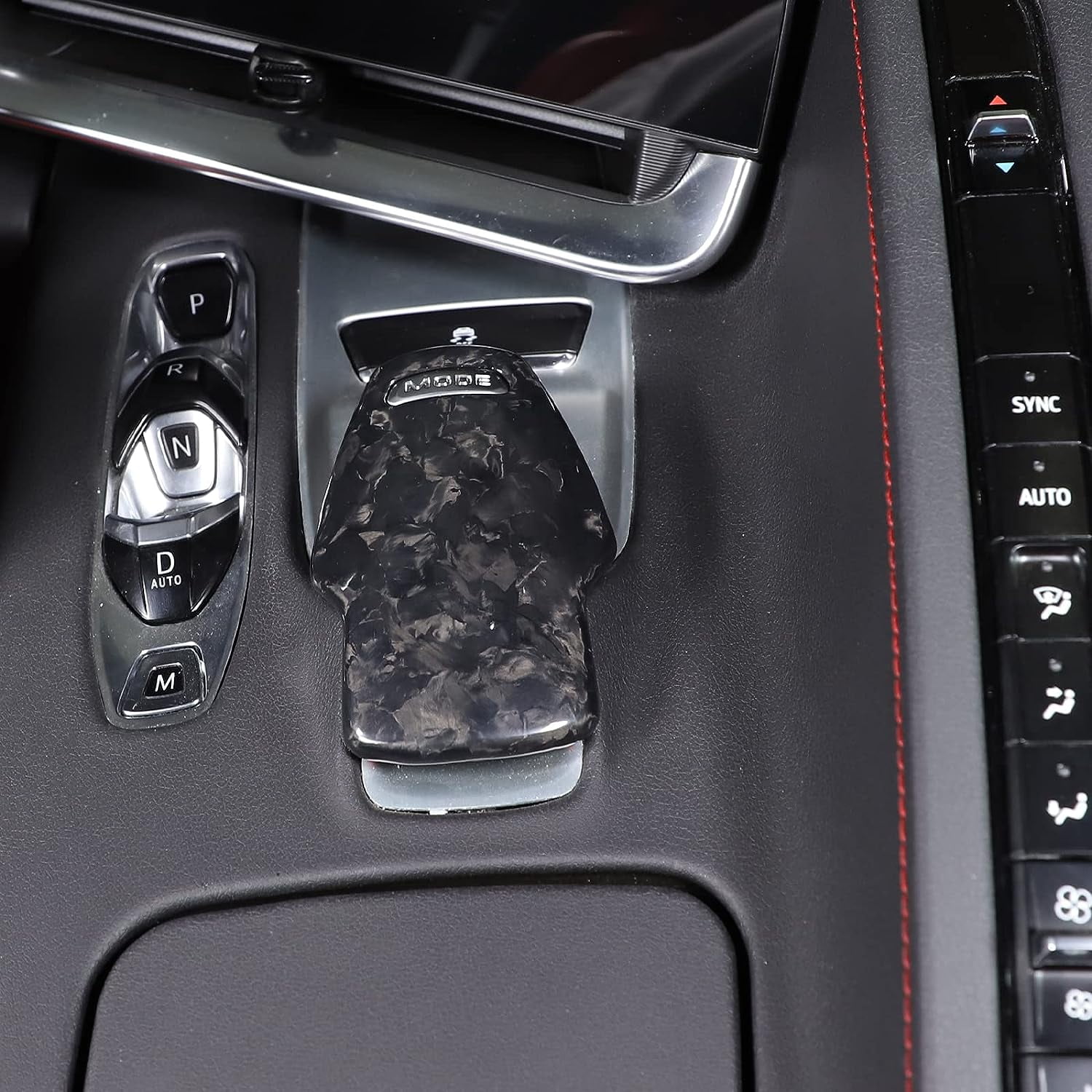 TINKI Real Carbon Fiber Gear Shifter Head Cover Fit for Chevrolet Corvette C8 Z06 Z51 2020 2021 2022 2023, Gear Shift Knob Cover Interior Gear Shifter Head Decoration Protection