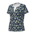 thumbnail image 2 of Naloa Daisy Floral B Print T-Shirts Short Sleeve V Neck Tees for Women Fashion Tops Trendy Lightweight Soft Casual Summer Outfits Clothes, 2 of 5