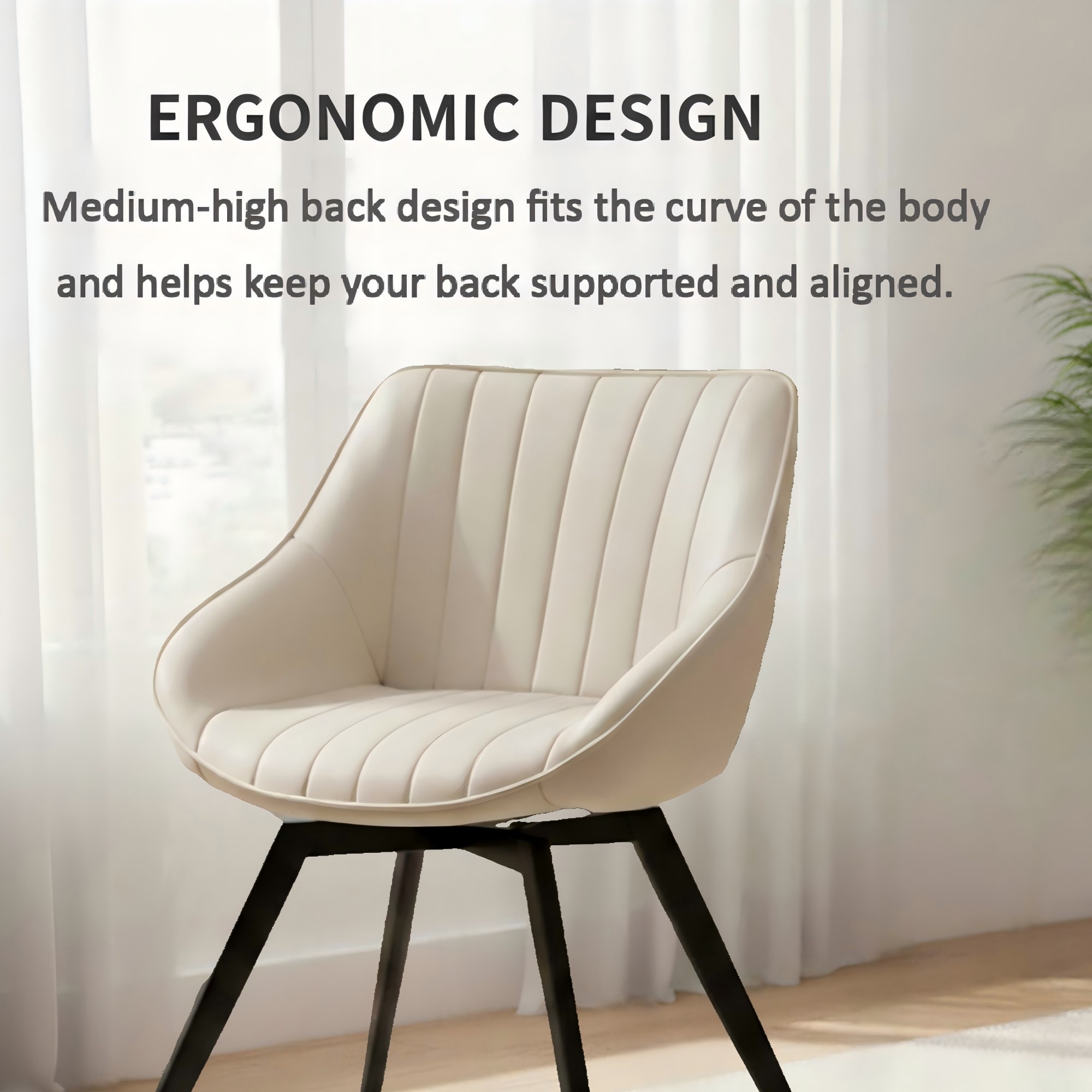 CasaGlajore Set of 2 Modern Swivel Dining Chairs with Black Metal Base – Faux Leather Upholstered, Ergonomic Kitchen & Living Room Seating