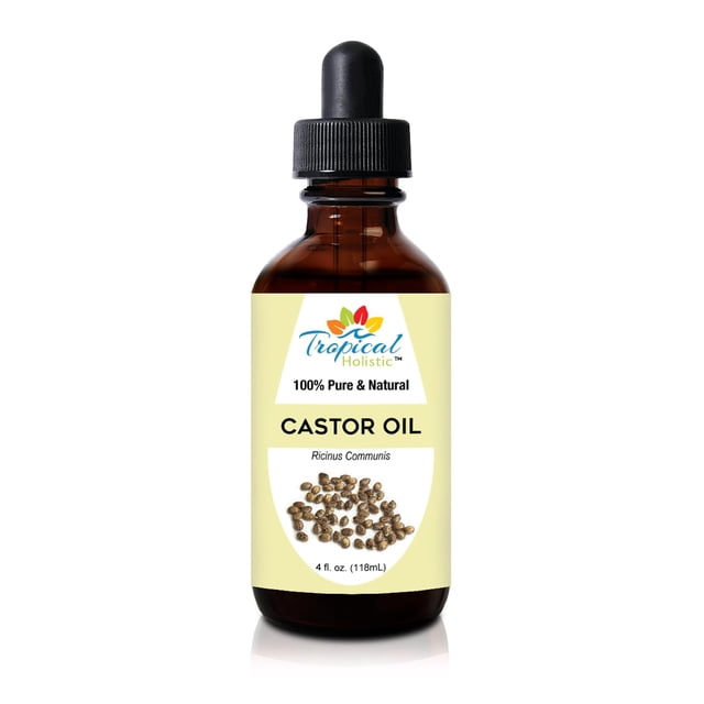Aceite de ricino orgánico puro holístico tropical 4oz - Aceite de ricino prensado en frío natural sin hexano para el crecimiento del cabello Mejora las pestañas Cejas Hidrata la piel seca - Aceite d