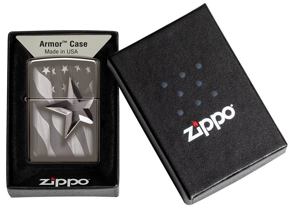 Zippo Armor Retro Star Black Ice Pocket Lighter
