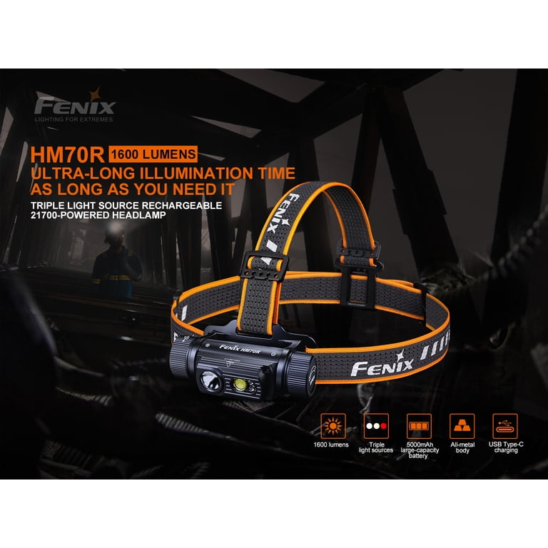 Fenix, Headlamp, HM70R, 1600 Lumens 100 Hour Runtime Waterproof