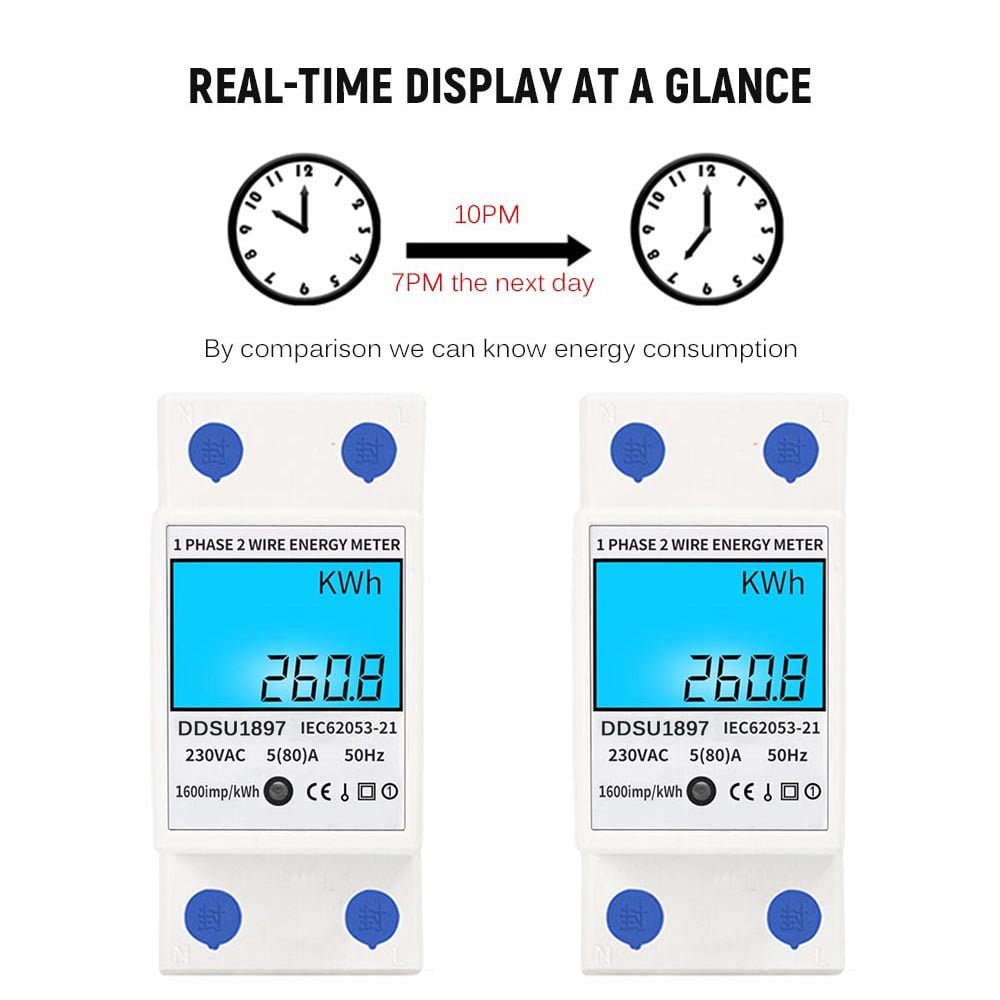 Digital Electric Energy Meter Single Phase DIN Rail Electricity Meter One Phase Two Wire Multifunction Electrical Meter