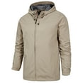 thumbnail image 1 of Glonme Solid Color Rain Jackets for Men's Breathable Outdoor Windbreaker Lightweight Hooded Jacket with Pockets Khaki 2XL, 1 of 2
