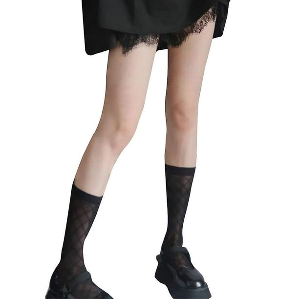 42cm Calcetines con forma de rombo oscuro Medias simples estilo viento universitario para mujeres y niñas
