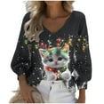 thumbnail image 2 of Ailaofu Ugly Christmas Sweater Women 2025 Cute Xmas Graphic Sweatshirt Waffle Knit Plus Size V Neck Long Sleeve Pullover Tops, 2 of 3