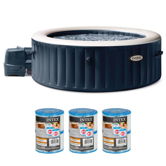 Intex PureSpa Plus Inflatable Bubble Jet Spa & Replacement Filters (6 Pack)