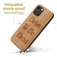 thumbnail image 3 of Case Yard Wooden Case Outside Soft TPU Silicone Slim Fit Shockproof Wood Protective Phone Cover for Girls Boys Men and Women Supports Wireless Charging Born To Be Boss Design case for iPhone-12/12-Pro, 3 of 7