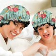 thumbnail image 6 of Shower Caps,Pioneer Flower Floral Print Pattern Waterproof Shower Cap for Women 4 Pieces,Double Reusable Hair Cover for Shower PEVA Elastic Stretch Hem, 6 of 7