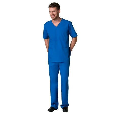 

Maevn Red Penda Men s 3-Pocket V-Neck Top & Full Elastic 10-Pocket Cargo Pant Scrub Set