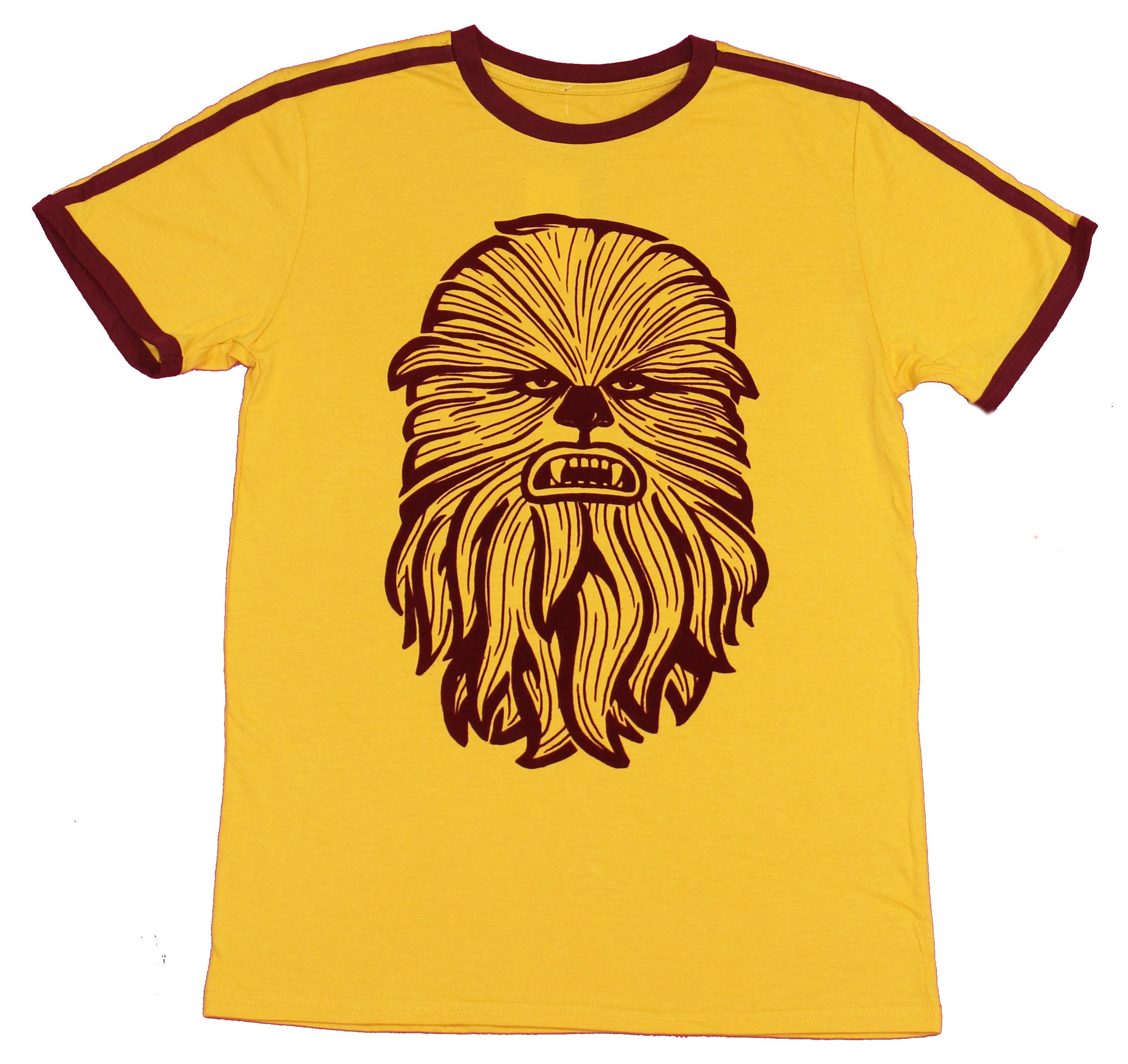 Star Wars Mens Ringer Style T-Shirt - Crushed Velvet Maroon Chewbacca ...
