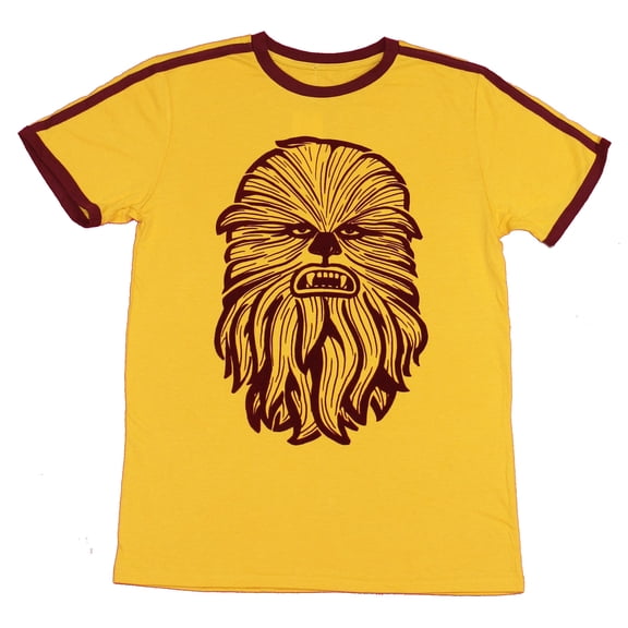 Star Wars Grils Juniors Oversized Style T-Shirt - Crushed Velvet Maroon Chewbacca Face (Small)