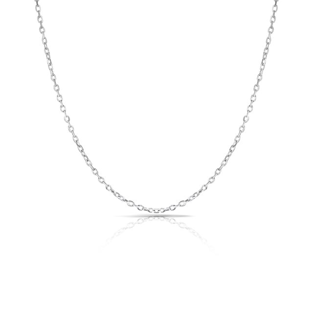 JeenMata Collar de Cadena Rolo Plana de Plata Esterlina de 20 Pulgadas y 2 mm en Color Blanco: Uso Diario para Hombres y Mujeres