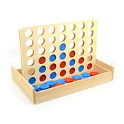 IAMGlobal 4 in a Row. Four in a Row Wooden Game Line Up 4 Classic Family Toy Board Game For Kids and Family For Fun