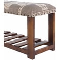 thumbnail image 4 of Hauteloom Greymouth Entryway Bedroom Bench - Cotton Foot Stool - Wooden Legs - Gray, Beige, Cream - 16" x 34" x 12", 4 of 8