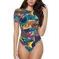 thumbnail image 1 of Fotbe Colorful Carp Streamer Body de Mujer con Cuello Redondo y Mangas Cortas, Sin Mangas Ajustado, Suave, Cómodo y Básico-X-Large, 1 of 7