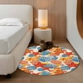 thumbnail image 3 of Round Area Rug 4ft, Summer Ocean Starfish Shell Conch Non-Shedding Washable Area Rug, Watercolor Marine Life Non Slip Low-Profile Circle Rugs for Living Room, Bedroom Dining Room, 3 of 9