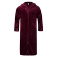 thumbnail image 5 of QHFBli Men's Fuzzy Bath Robe, Plush Long Zip Front Flannel Bathrobe Loungewear Soft Warm Cozy Spa Shower Robe for Winter, 5 of 7