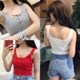 thumbnail image 2 of Women Sleeveless Knit Rib Crop Vest Strap Lace-up Top Solid Color Square Collar Strap Lace-up Vest, 2 of 8