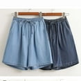 thumbnail image 2 of Sakmal Jeans Women's Shorts Bermuda Knee Length Blue 10" Plus Size High Waisted Shorts with Pockets, 2 of 8