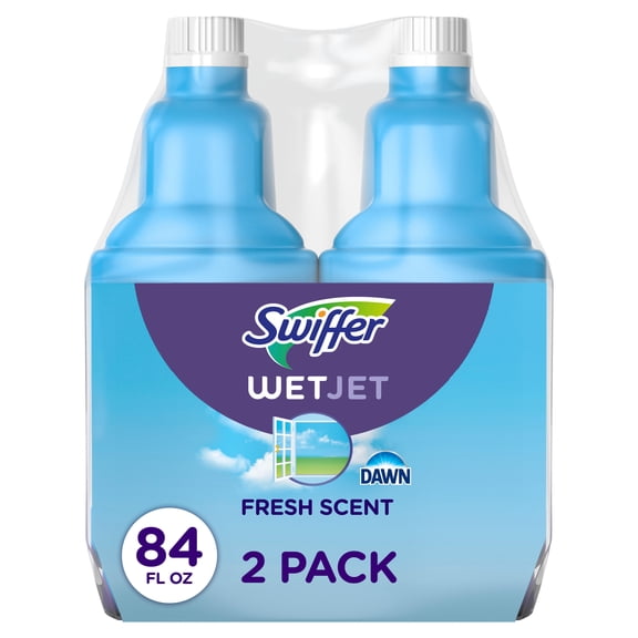 Swiffer WetJet Multi-Purpose Floor Cleaner Solution Refill, Open Window Fresh Scent (2 count, 42.2 fl oz each)