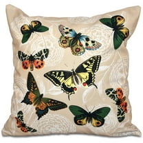 Simply Daisy, 16" x 16" Antique Butterflies and Flowers Animal Outdoor Pillow