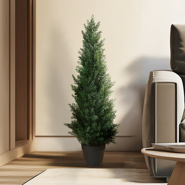 DR.Planzen Artificial Cedar Tree 3 FT Artificial Cedar Topiary Trees for Outdoors Potted Fake Cypress Trees Faux Evergreen Plants for Home Porch Decor