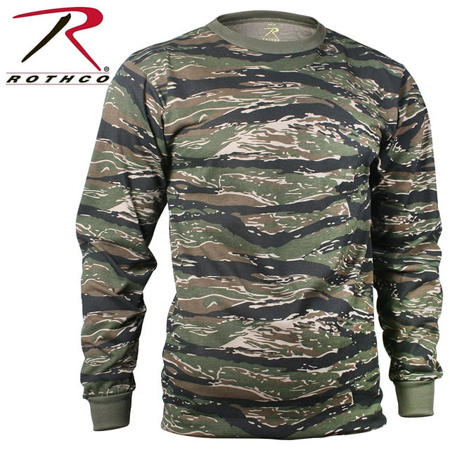 Rothco Long Sleeve Camo T-Shirt - Tiger Stripe Camo, Medium