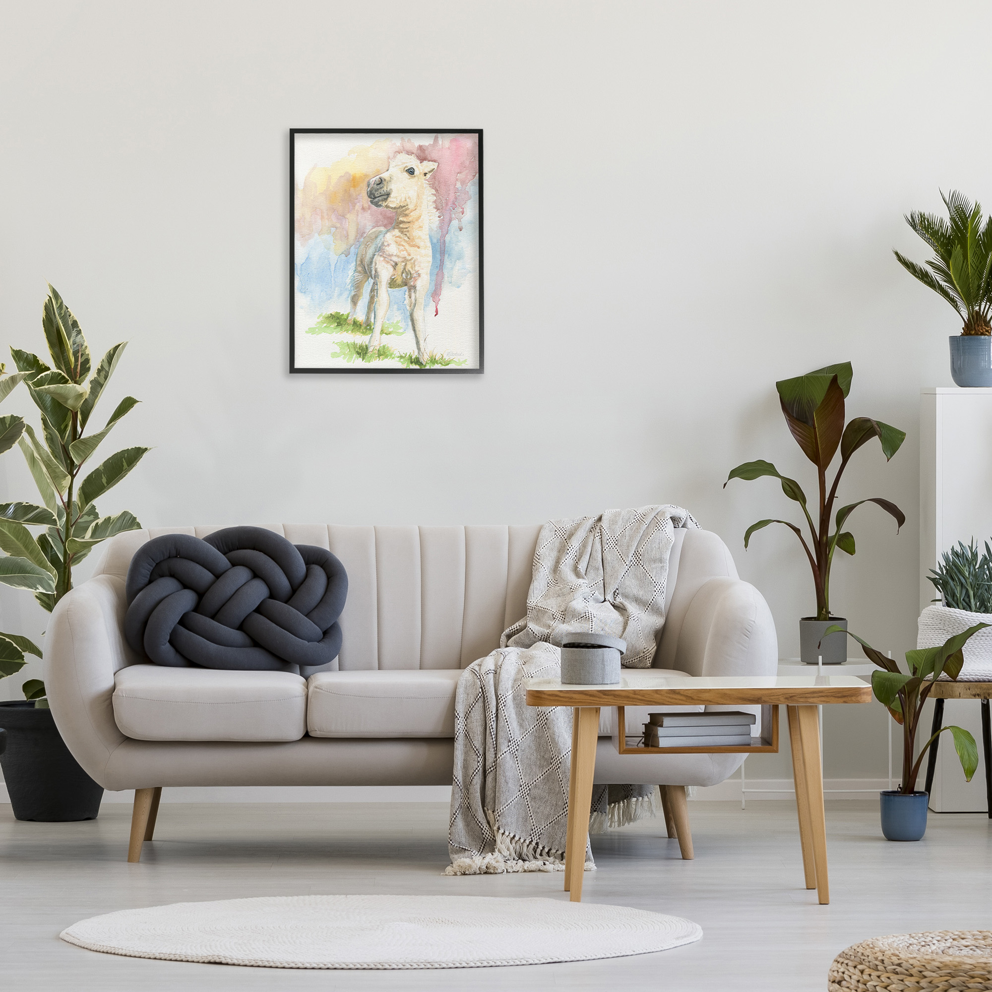 Stupell Industries Modern Foal Painting Animals & Insects Painting Black Framed Art Print Wall Art, 24 x 30