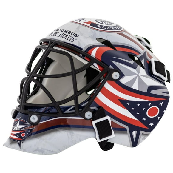 Franklin Sports Blue Jackets NHL Team Logo Mini Hockey Goalie Mask with Case - Collectible Goalie Mask with Official NHL Logos and Colors