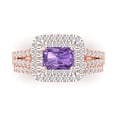 thumbnail image 2 of 3.05ct Brilliant Emerald Cut Alexandrite 14K Rose Gold Halo Solitaire with Accents Engagement Bridal Wedding Ring Band Set size 6.75, 2 of 7