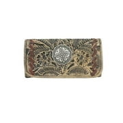 Lariats & Lace Tri-Fold Wallet, Charcoal Brown