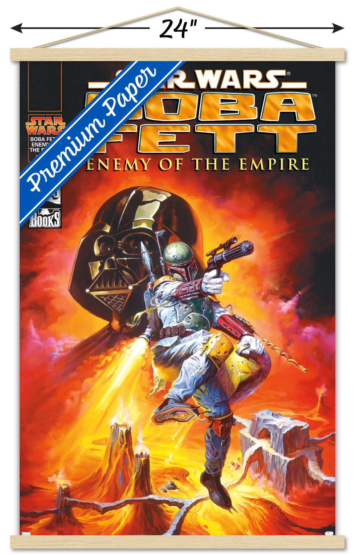 Star Wars: Saga - Boba Fett - Empire Wall Poster with Wooden Magnetic Frame, 22.375" x 34"