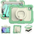 thumbnail image 4 of iPad Mini 6 Case 8.3 Inch 2021,Rugged Protective Case with Tempered Glass Film 360° Rotatable Kickstand Handle Kid Proof Case for Apple for iPad Mini 6th Generation 8.3 inch 2021,Green, 4 of 9