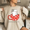 thumbnail image 4 of Cute Cats Catpuccino Love Valentine Sweatshirt, 4 of 11