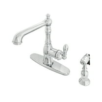 Kingston GSY7201ACLBS American Classic Single-Handle 2-or-4 Hole Kitchen Faucet with Brass Sprayer in Polished Chrome