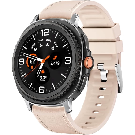 MYKOMI Leather with Silicone Strap Compatible with Samsung Galaxy Watch 8 Classic 46mm Bands, No Gap Leather Strap Replacement Wear-resistant breathable for Galaxy Watch 9 8 40mm 44mm Women Men
