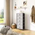 thumbnail image 2 of Comoda Cajonera para Recamara - 5 Cajones De Tela con Parte Superior de Madera y Marco De Acero Plegable - Mueble Organizador con cajonera para Recámara o Sala, 2 of 8