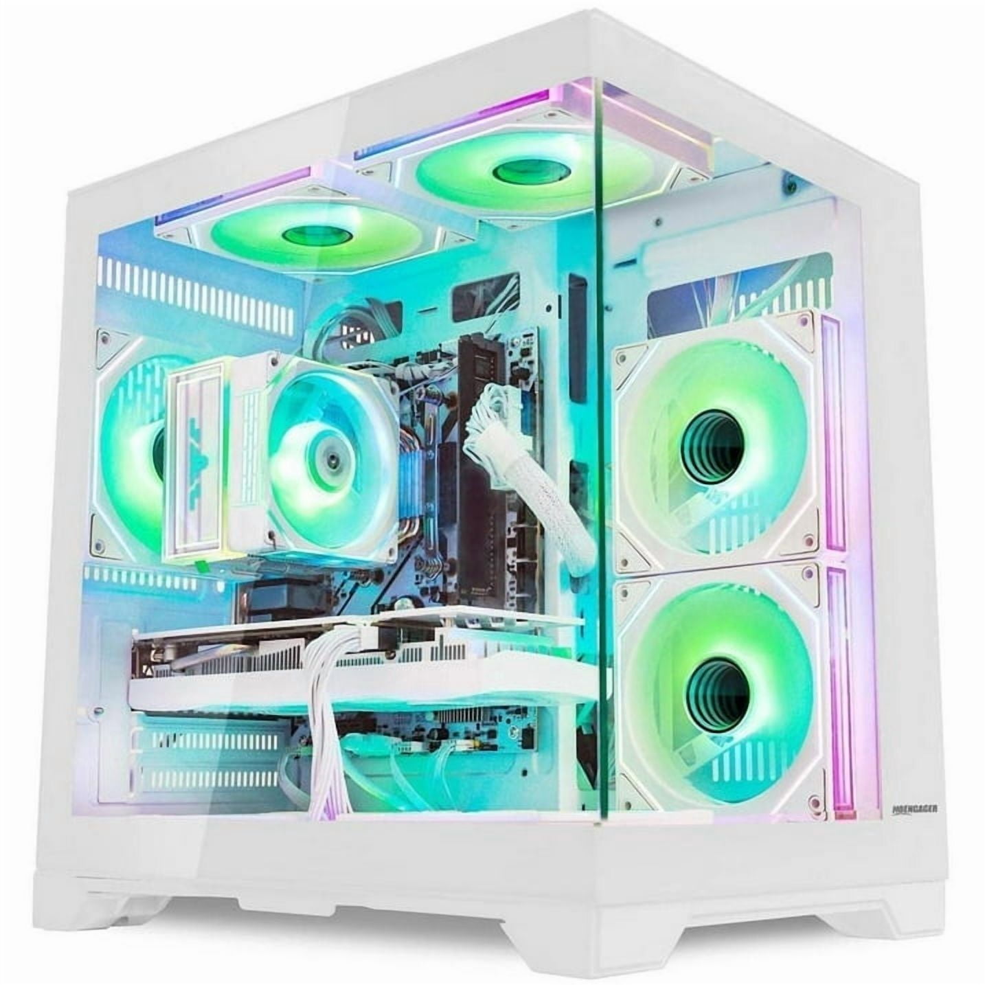 Hoengager King Gaming PC AMD Ryzen 5 5500 6-Core 3.6 GHz,GeForce RTX 5060 8GB, 16GB DDR4 RAM,1TB PCIe and 1TB SATA SSD,RGB FAN,Windows 11 Prebuilt PC