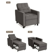 Convertible Sofa Bed, Aiho 3 in 1 Sleeper Couch with Pull-Out Bed & Side Pocket, Best Gifts for Living Room, Bedroom, Dark Gray