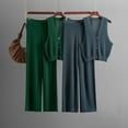 thumbnail image 3 of Women's Fashion Knit Suit Summer V Neck Sleeveless Vest High Waisted Straight Leg Pants Two Piece Set Casual Outfits Snowmobile Suit for Women Graduation Outfits for Juniors Interview Pants Suits for, 3 of 5