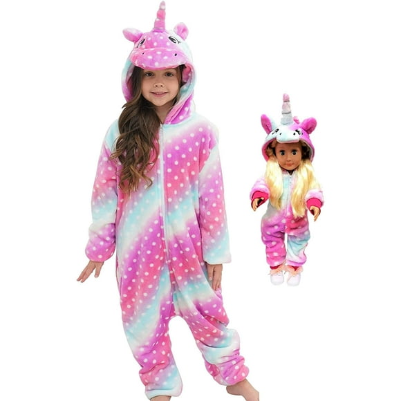 Unicorn Pajamas Onesie Costume Matching Doll & Girls Gifts