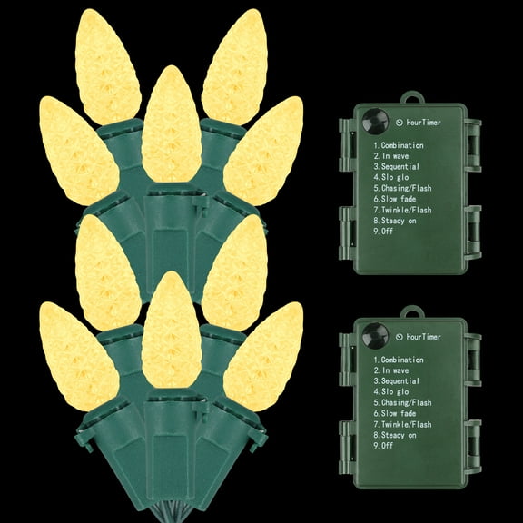 50 LED Battery Operated String Lights 18ft C3 Christmas Lights for Indoor Outdoor Wreath Party Decoration,Warm White