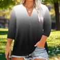 thumbnail image 2 of fatyb Plus Size Tops for Women 3/4 Sleeve Button V Neck Casual Tee Shirts Womens Loose Tunic Blouses, 2 of 5