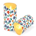 thumbnail image 3 of Flower Pattern Flameless Candles 2 PCS with Remote Realistic Moving Flame LED Tapered Pillar Set for Home Decor, 3 of 7